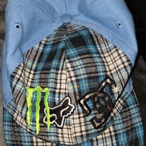 Blue and Plaid Cap with Logos
